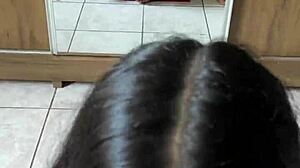 Nerd Brunette With Big Natural Tits Deep Blowjob On Wellington Prado's Huge Cock