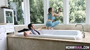 So this milf housewife decides to bribe her husband with her tight anal hole, offering up big tits and blonde allure in a steamy couple session.