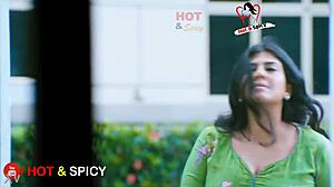 Swarnamalaya boldly shows off her massive big boobs in asian indian style.