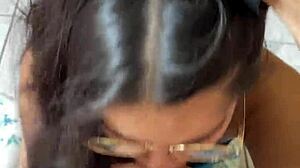 Nerd Brunette With Big Natural Tits Deep Blowjob On Wellington Prado's Huge Cock