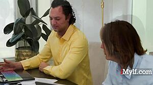 Boss lady blackmailed into threesome fuck with nerd employees Jordan Maxx