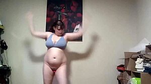 Wow! Pants-Less HIIT Workout With Vibrator In, Featuring Chubby Blue-Eyed Beauty and Her Big Natural Tits!