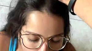 Nerd Brunette With Big Natural Tits Deep Blowjob On Wellington Prado's Huge Cock