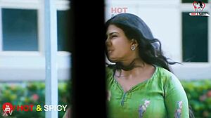 Swarnamalaya boldly shows off her massive big boobs in asian indian style.