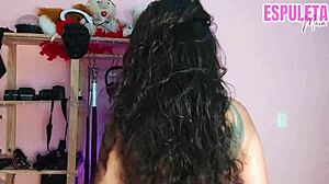 Dominant Brunette Latina Guides Handjob While Humiliating Miserable Submissive In Femdom Session