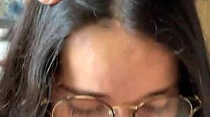 Nerd Brunette With Big Natural Tits Deep Blowjob On Wellington Prado's Huge Cock