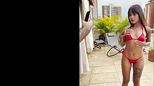 What Makes This Skinny Colombian Latina Slut Obsessed With White Monster Cock in Homemade Creampie Casting?