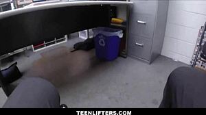 Petite 18+ Tattooed Latina Teen Shoplifter Orgasms on Huge Dick Mall Cop After Striptease