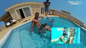 Hot brunette Talia Mint enjoys a poolside encounter