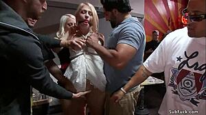 Blonde Dom Feels Thrilled Making Slut Suck in Public Humiliation