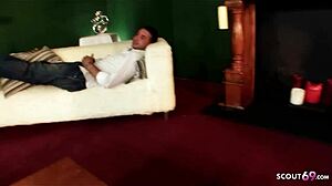 sexy maid sabrina sweet in latex dress gets deep assfuck. huge cocks pound her in rough mmf 3some with facial.