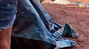 I feel so excited with this cute brazilian brunette giving interracial anal in public outdoor lingerie