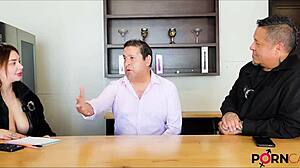 I feel so drawn to this cute brunette Latina teen in lingerie during her casting interview