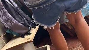 I feel so excited with this cute brazilian brunette giving interracial anal in public outdoor lingerie