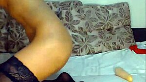 why does this hot blonde finger her shaved pussy so eagerly in black stockings?