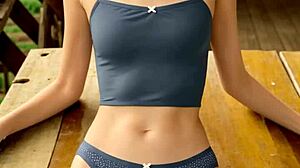 lingerie models posing on the farm with cute panties