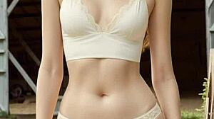 lingerie models posing on the farm with cute panties