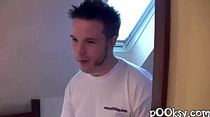 Natural cute babe shows big tits and gets doggystyle fucking in homemade French couple video with pov angles.