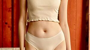 lingerie models posing on the farm with cute panties