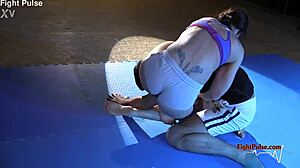 Real mixed wrestling contrasts femdom and maledom in intense fight pulse domination.