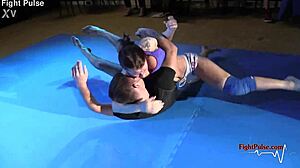 Real mixed wrestling contrasts femdom and maledom in intense fight pulse domination.