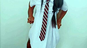 Afterschool couple fucks hard with tight pussy riding and big natural tits moaning in passion.