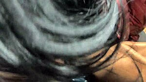 the nympho wife teases in her camel-toe jumpsuit. she adds cum to her shiny red down-jacket.