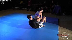 Real mixed wrestling contrasts femdom and maledom in intense fight pulse domination.