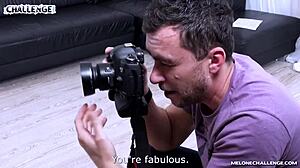 Newcomer Faces Stage Fright With Mea Melone In Brunette Casting Interview And Striptease