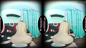 Solo Brunette Alexandra Roz Feels Intense Pleasure While Masturbating In VR With Shaved Pussy And Big Tits