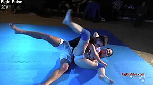 Real mixed wrestling contrasts femdom and maledom in intense fight pulse domination.