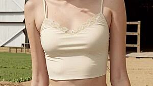 lingerie models posing on the farm with cute panties