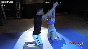 Real mixed wrestling contrasts femdom and maledom in intense fight pulse domination.