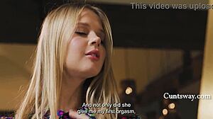 Milf teaches tall girl half her size intense cuntsway with squirting orgasm, scissoring, rimjob and pussy licking