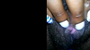 Ebony jessica grabbit teases hairy pussy with rabbit toy in fingering masturbation session