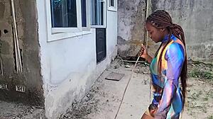 Me and my neighbor fucking outside in deepthroat creampie pussy action!