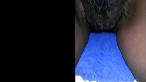Ebony jessica grabbit teases hairy pussy with rabbit toy in fingering masturbation session