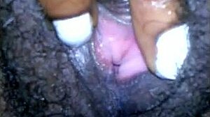 Ebony jessica grabbit teases hairy pussy with rabbit toy in fingering masturbation session
