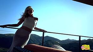 summer breeze got these two lesbian friends with small tits and big clits so horny they kissed and licked puffy nipples outdoors