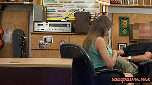 Busty brunette big tits blowjob and shaved pussy fucked by pervert pawn man in reality scene