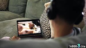 Blonde milf stepmom Rachael Cavalli lets stepson discover pussy