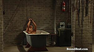 Czech european teen adela gets bdsm bondage training from lesbian femdom mistress in prison cell