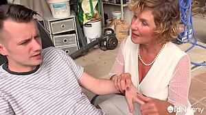 Milf rides cowgirl then gives blowjob outdoors with sam bourne. agedlove brings rough quickie sex and muff diving.