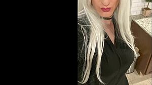 i'm a platinum blonde crossdresser enjoying wild fun after my date