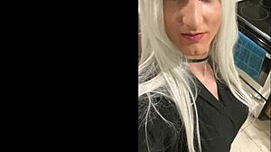 i'm a platinum blonde crossdresser enjoying wild fun after my date
