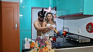 The Easter recipe features the bunny mom riding a big cock. She takes lots of carrot in athletic doggystyle with creampie.