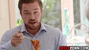 I enjoy how seductive cougar Maxim Law greets young neighbor Kyle Mason with intense intimate encounter