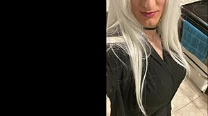 i'm a platinum blonde crossdresser enjoying wild fun after my date