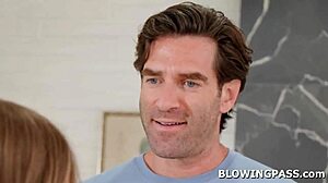 Petite teen babe gives crew sloppy deepthroat blowjob with gagging and ball licking in pov style