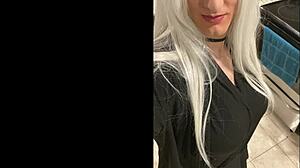 i'm a platinum blonde crossdresser enjoying wild fun after my date